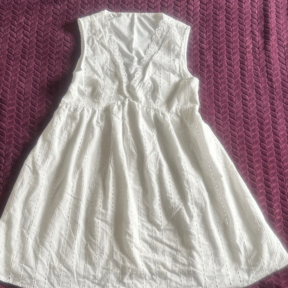 White Eyelet Trim Blouse